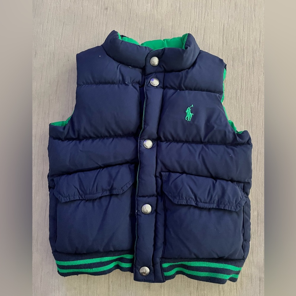 Ralph Lauren reversible puffer vest blue and green sz 24mth